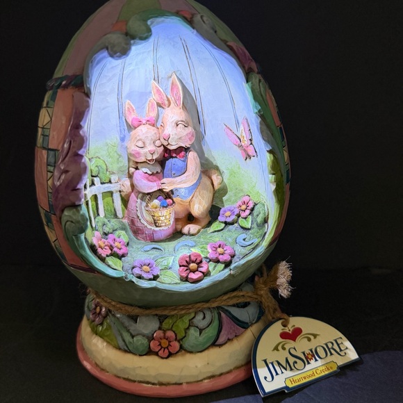 Easter Egg with Bunnies Spring Love Figurine light Up Jim Shore - Picture 2 of 16